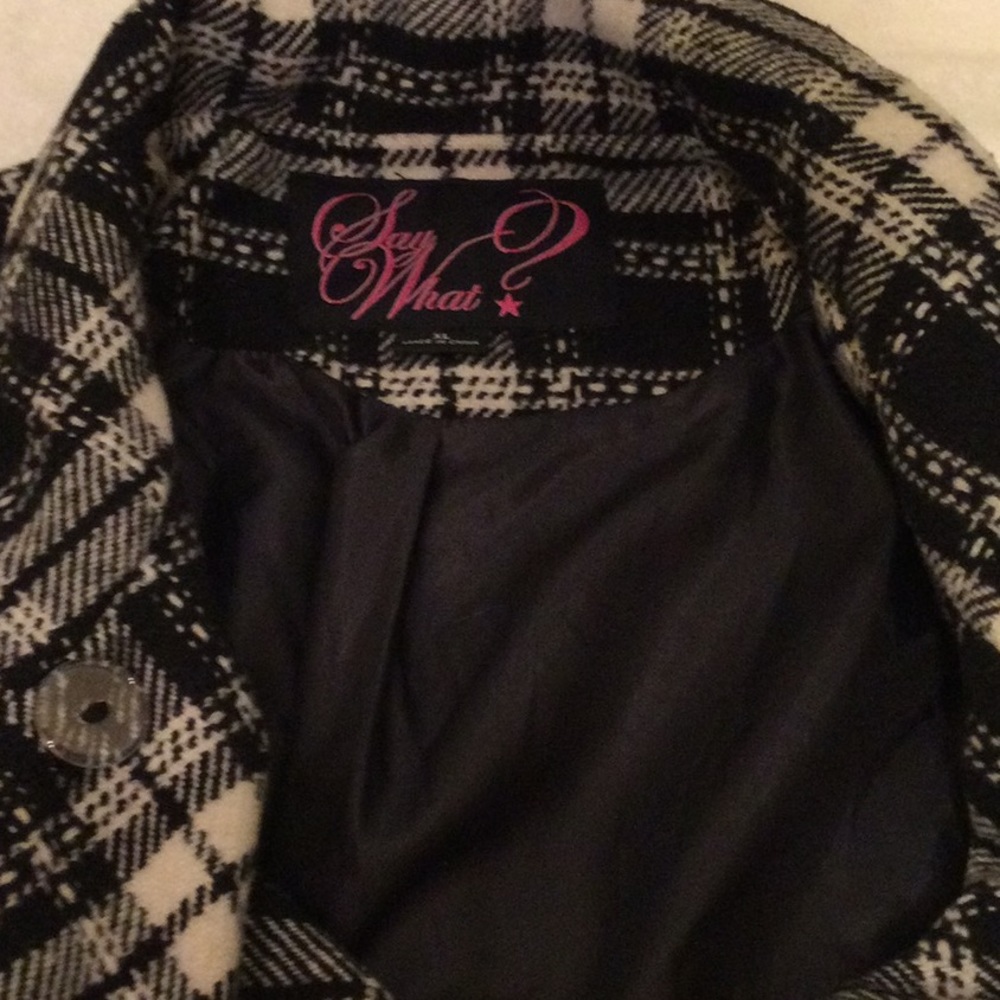 SayWhat? Women’s Plaid Double Breasted Coat - Picture 11 of 14
